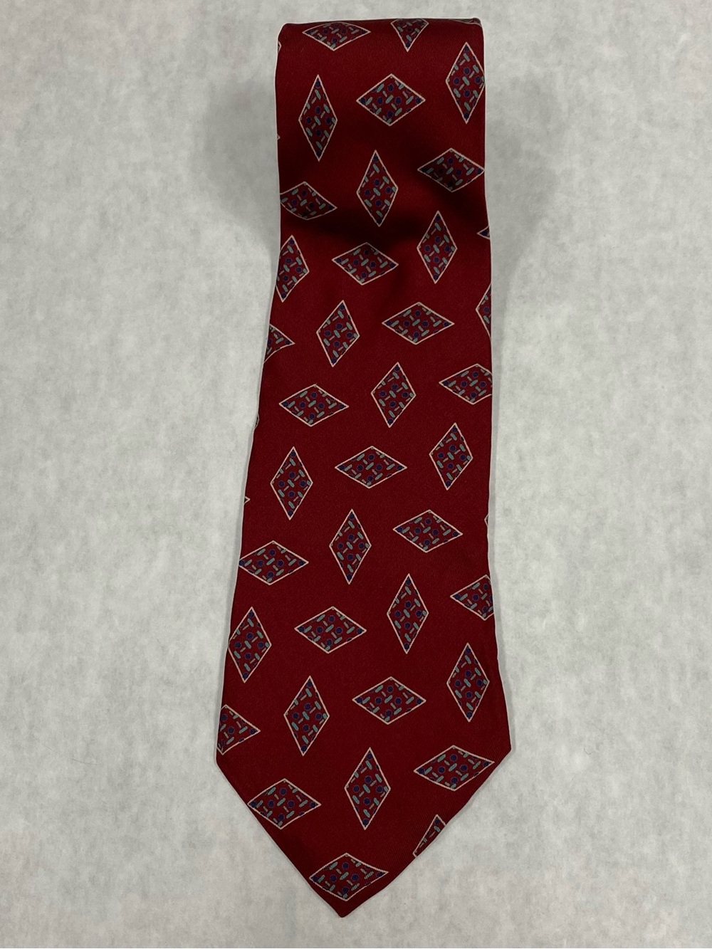 Robert Talbott For Renberg’s Red Geometric Silk Hand Sewn Tie Made in USA